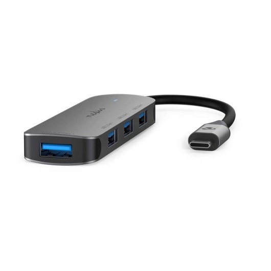 Hub NEDIS 4 ports 5 Gbit/s CCGB64220GY01 boîtier métal USB-C