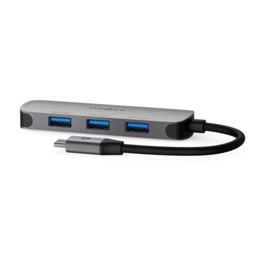 Hub NEDIS 4 ports 5 Gbit/s CCGB64220GY01 boîtier métal USB-C