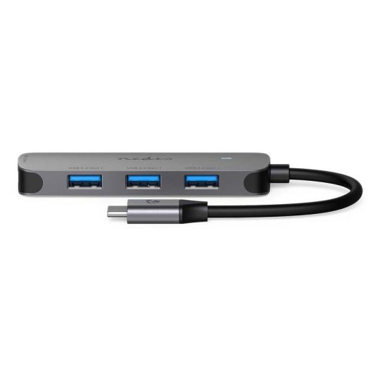 Hub NEDIS 4 ports 5 Gbit/s CCGB64220GY01 boîtier métal USB-C