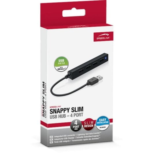 Hub Speed Link 4 puertos USB 2.0 Snappy Slim diseño compacto