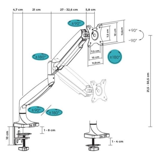 Suporte de Monitor Advance ADV-ARM1XL Ajustável Preto 17-45" 16kg VESA