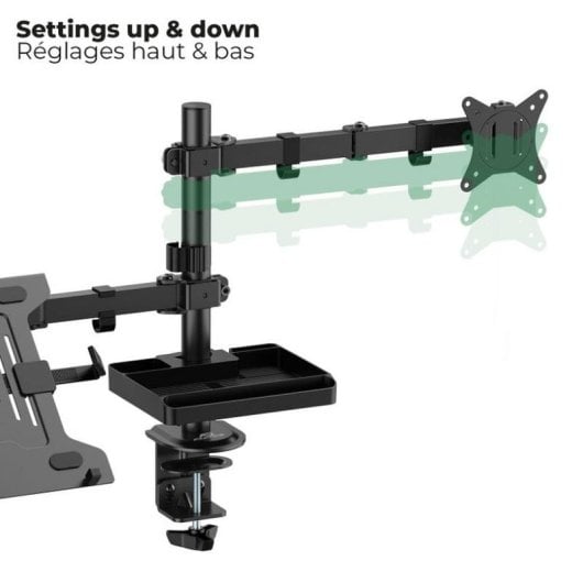 Support Écran Advance ADV-ARM13F 32" avec plateau PC portable 15,6" inclinable