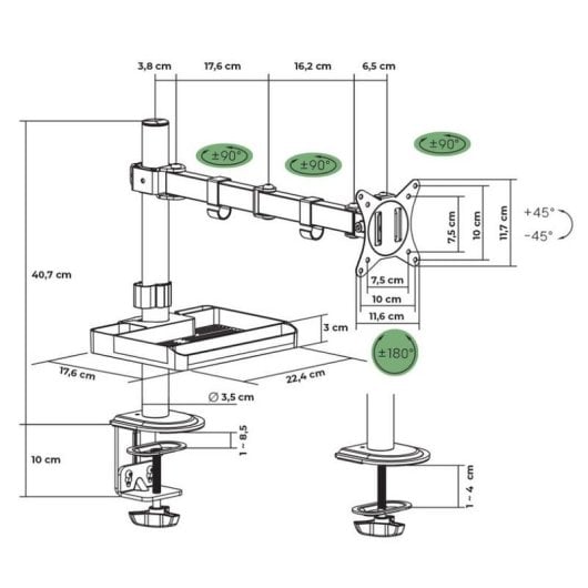 Support d’écran Advance ADV-ARM11F XtendMounts Single 17-32" 9 kg inclinable noir