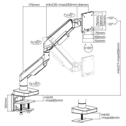 Support de moniteur OPLITE OP-MT49 49 pouces inclinable VESA 100x100