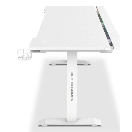 Mesa Gaming Alpha Gamer 140cm Carbonio Acciaio RGB Gestione Cavi