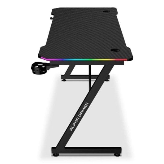 Mesa Gaming Alpha Gamer 140cm Aggloméré Acier Fibre Carbone RGB Accessoires