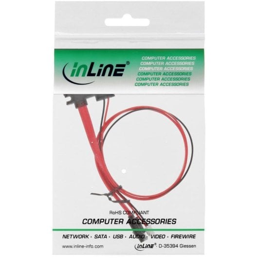 Câble SATA InLine 29695B 0,35 m rouge connexions droites
