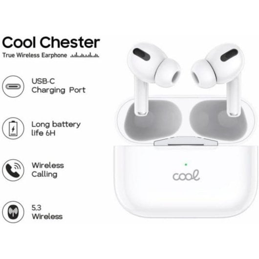 Auriculares Cool 8434847082585 sans fil Bluetooth avec réduction du bruit, microphone, blancs