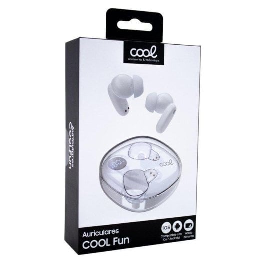 Auriculaires Cool Fun sans fil Bluetooth stéréo contrôle tactile et Powerbank blanc
