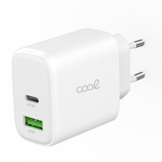 Carregador Cool Ultra Fast Dual 45W GaN PD USB-C+USB Branco