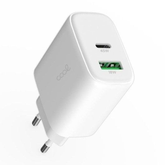 Carregador Cool Ultra Fast Dual 45W GaN PD USB-C+USB Branco