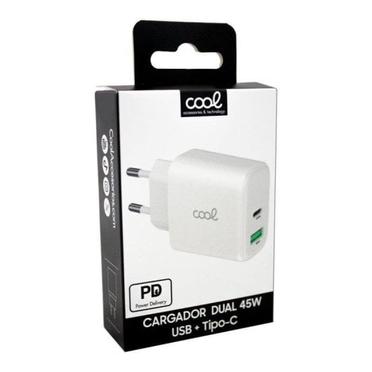 Carregador Cool Ultra Fast Dual 45W GaN PD USB-C+USB Branco