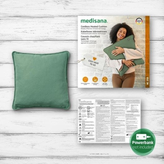 Coussin chauffant Medisana HC 250 infrarouge sans fil vert 40x40 cm