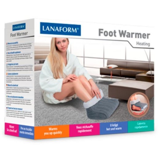 Fußwärmer LANAFORM 100W 3 Heizstufen waschbar Überhitzungsschutz Grau Weiß