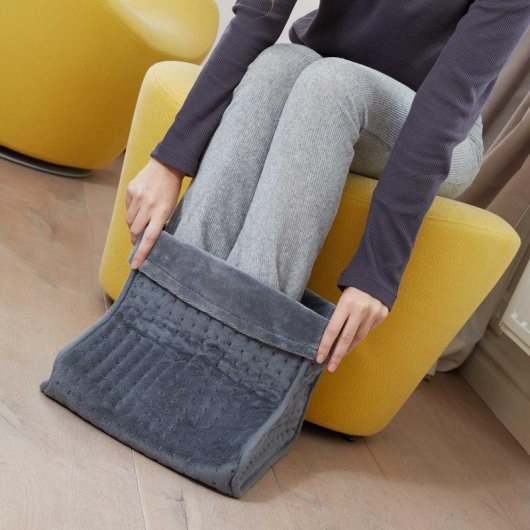 Fußwärmer LANAFORM 100W 3 Heizstufen waschbar Überhitzungsschutz Grau Weiß