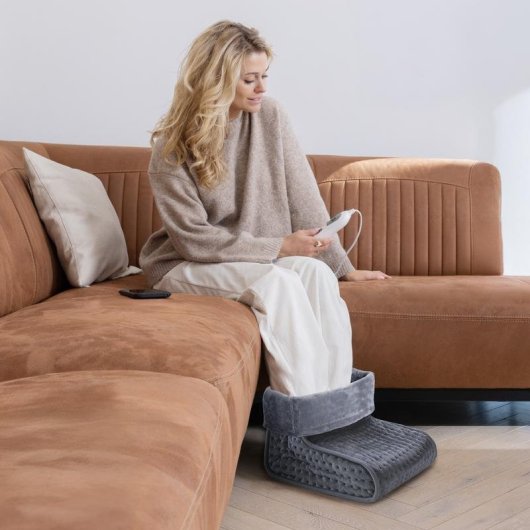 Fußwärmer LANAFORM 100W 3 Heizstufen waschbar Überhitzungsschutz Grau Weiß