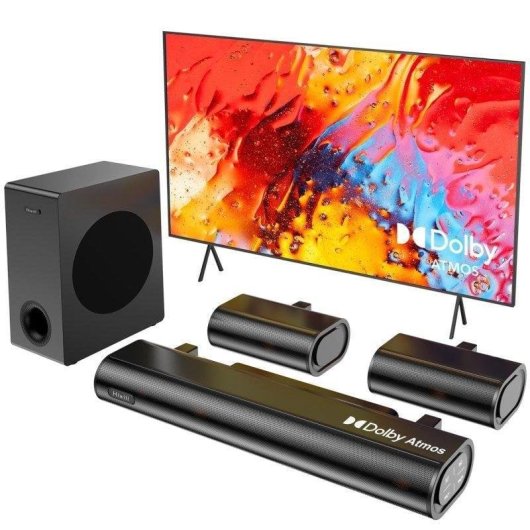 Barra de Som Hiwill A51 5.1 380W Bluetooth Subwoofer Surround Dolby Atmos Preta