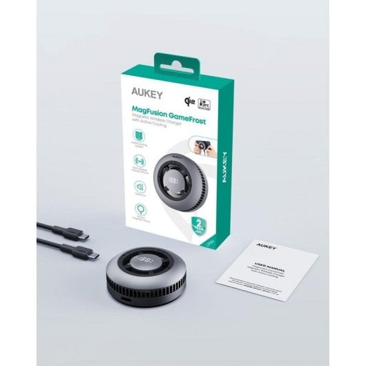 Cargador inalámbrico AUKEY LC-G10 magnético 15W gris con refrigeración activa