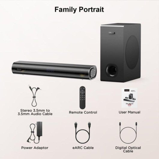 Barra de Som Hiwill A21 2.1 200W Bluetooth Subwoofer Dolby Atmos