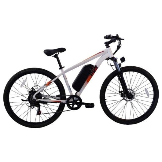 Bicicleta eléctrica PVY M29 motor 250 W 48 V 17,5 Ah rueda 29" frenos disco blanco