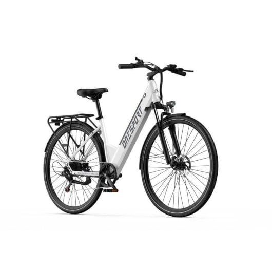 Bicicleta eléctrica OneSport OT12 motor 250 W batería 36 V 13 Ah ruedas 27,5" blanca