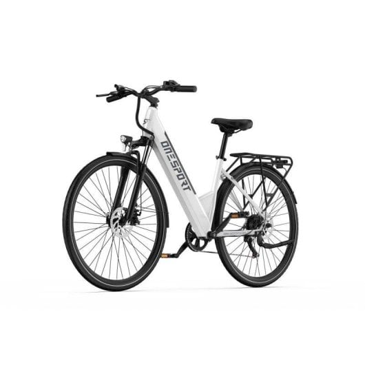 Bicicleta eléctrica OneSport OT12 motor 250 W batería 36 V 13 Ah ruedas 27,5" blanca