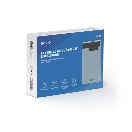 Box HDD/SSD SAVIO AK-66 2.5" Plastica Trasparente Compatibile SATA USB 3.0
