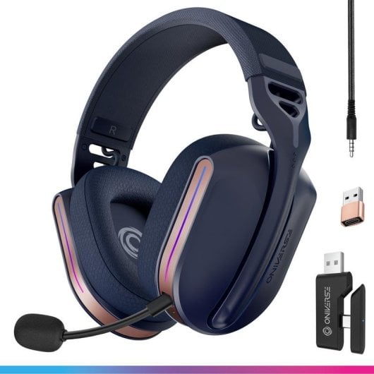 Auriculares ONiVERSE Polaris Gaming wireless e com cabo Bluetooth USB-C Microfone Azul