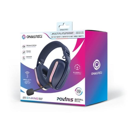 Auriculares ONiVERSE Polaris Gaming wireless e com cabo Bluetooth USB-C Microfone Azul