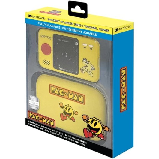 Dreamgear Pocket Player Pro + Travel Case Pac-Man Retro Portátil Estuche Viaje Amarilla