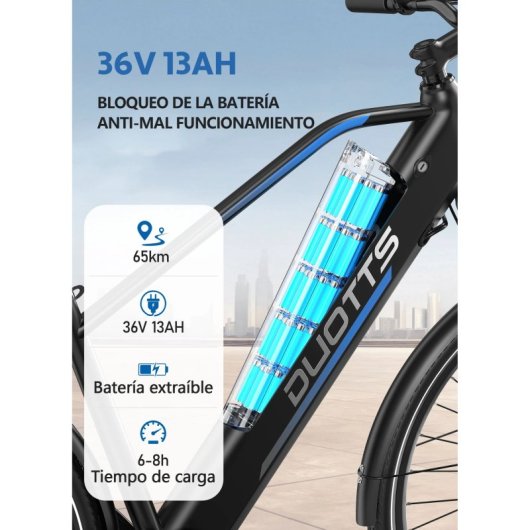 Bicicleta eléctrica DUOTTS C29 Lite motor 250W batería 36V 13Ah azul/negro