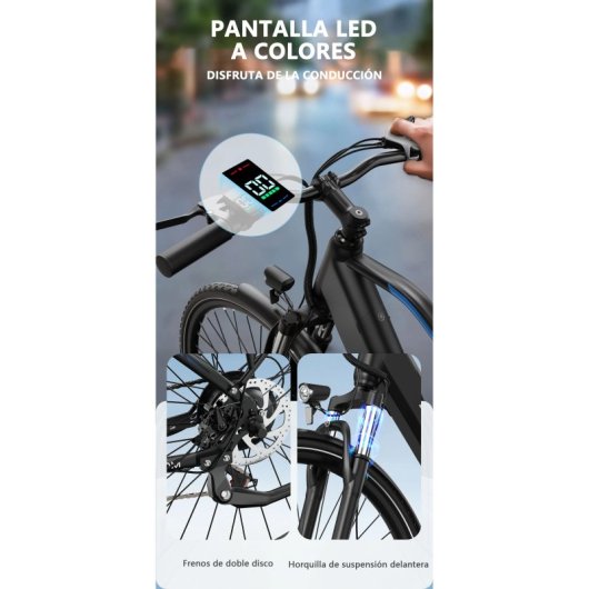 Bicicleta eléctrica DUOTTS C29 Lite motor 250W batería 36V 13Ah azul/negro