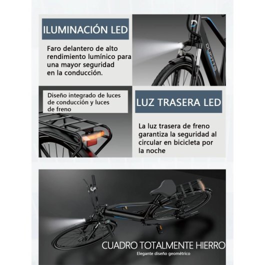 Bicicleta eléctrica DUOTTS C29 Lite motor 250W batería 36V 13Ah azul/negro