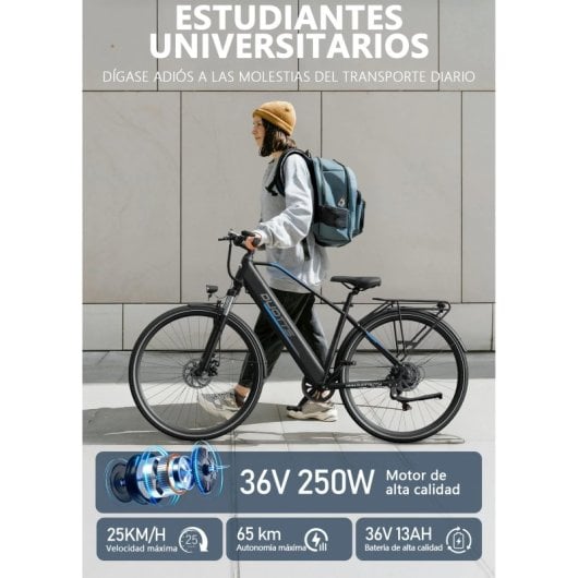Bicicleta eléctrica DUOTTS C29 Lite motor 250W batería 36V 13Ah azul/negro