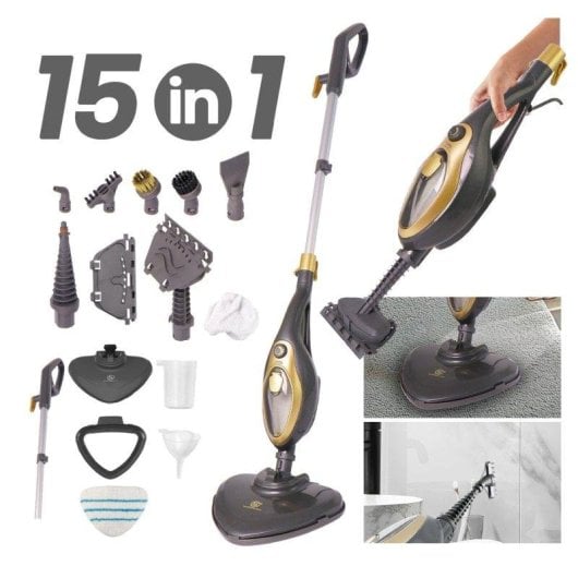 Mopa a vapor Superlex SSP002DE potente 1500W tanque 380ml cinza dourado