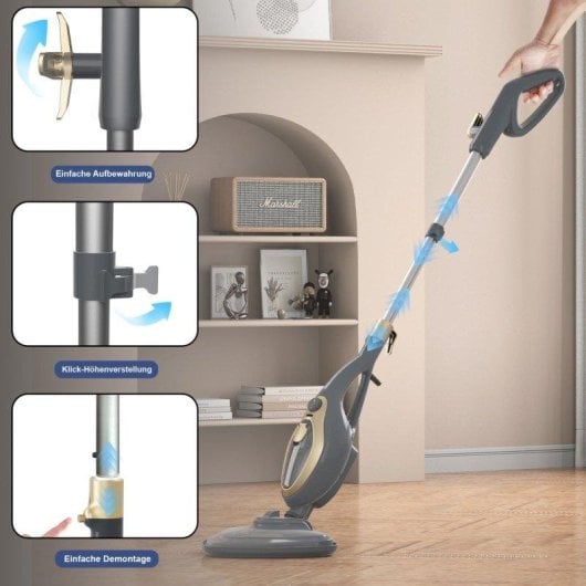 Mopa a vapor Superlex SSP002DE potente 1500W tanque 380ml cinza dourado