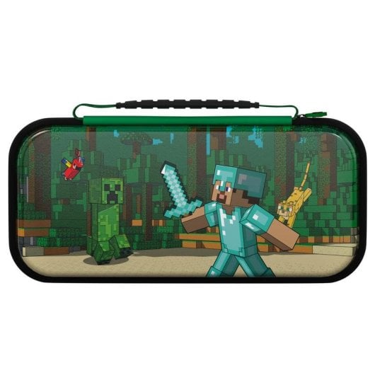 Funda para consola portátil PDP Realmz Minecraft Forest Battle multicolor con brillo en la oscuridad