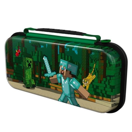 Funda para consola portátil PDP Realmz Minecraft Forest Battle multicolor con brillo en la oscuridad