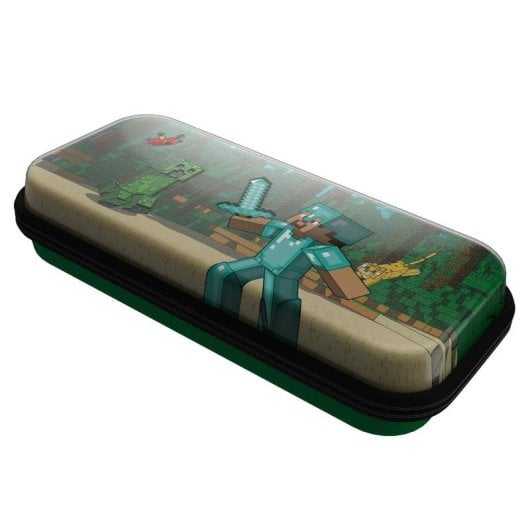 Funda para consola portátil PDP Realmz Minecraft Forest Battle multicolor con brillo en la oscuridad