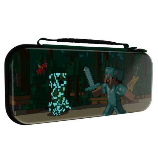 Funda para consola portátil PDP Realmz Minecraft Forest Battle multicolor con brillo en la oscuridad