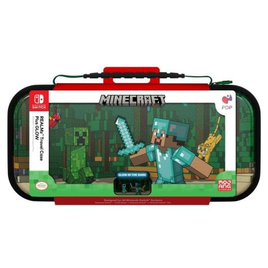 Funda para consola portátil PDP Realmz Minecraft Forest Battle multicolor con brillo en la oscuridad