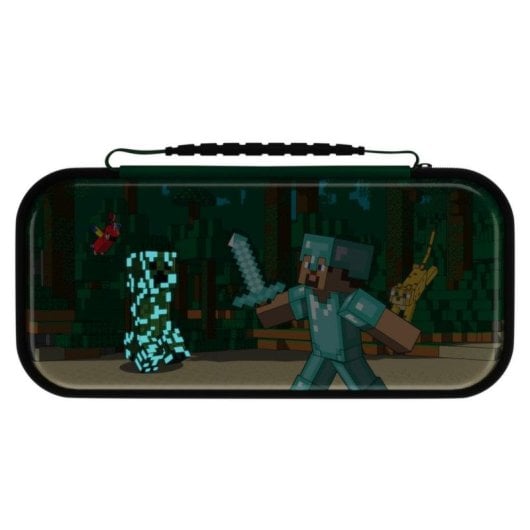 Funda para consola portátil PDP Realmz Minecraft Forest Battle multicolor con brillo en la oscuridad