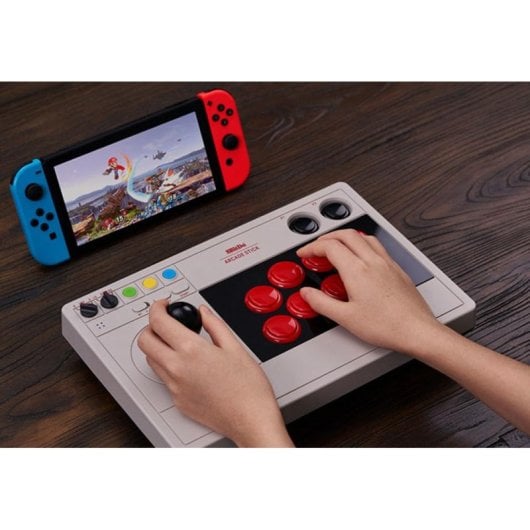 Joystick 8Bitdo Arcade Stick 80FE Wireless Bluetooth USB Cinzento PC Switch