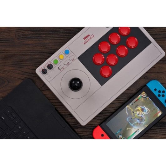 Joystick 8Bitdo Arcade Stick 80FE Wireless Bluetooth USB Cinzento PC Switch