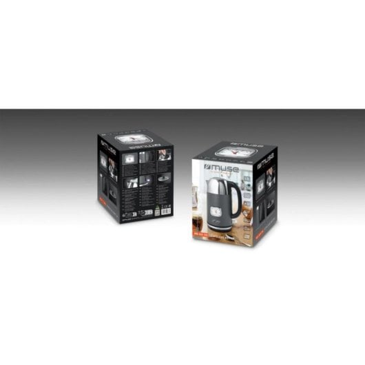 Wasserkocher Muse MS-020 DG 1,7L 2200W Edelstahl Thermometer Grau