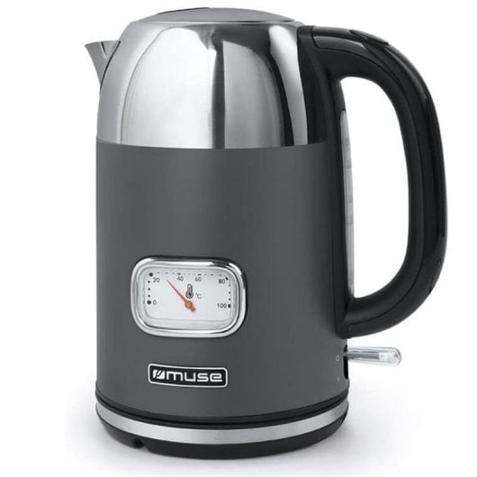 Wasserkocher Muse MS-020 DG 1,7L 2200W Edelstahl Thermometer Grau