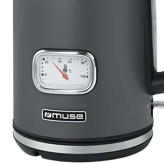 Wasserkocher Muse MS-020 DG 1,7L 2200W Edelstahl Thermometer Grau