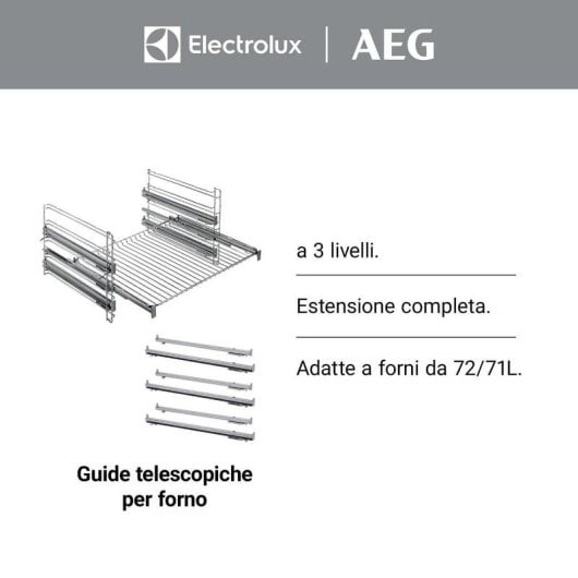 Backofenzubehör AEG TR3LFV Teleskopauszug Edelstahl Kompatibel mit AEG