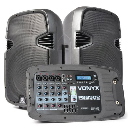 Altavoces Vonyx De 2 Vías Cableados 300W con bluetooth y mezclador integrado