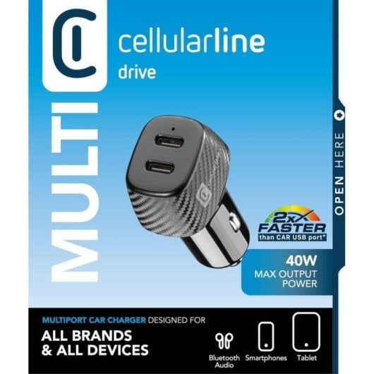 Caricatore auto Cellularline Car Multipower DUO CBRUSB2PD40WK 2xUSB-C 40W Nero